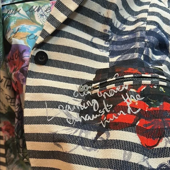 Striped Women's Blazer with Artistic Accents - Picture 11 of 13